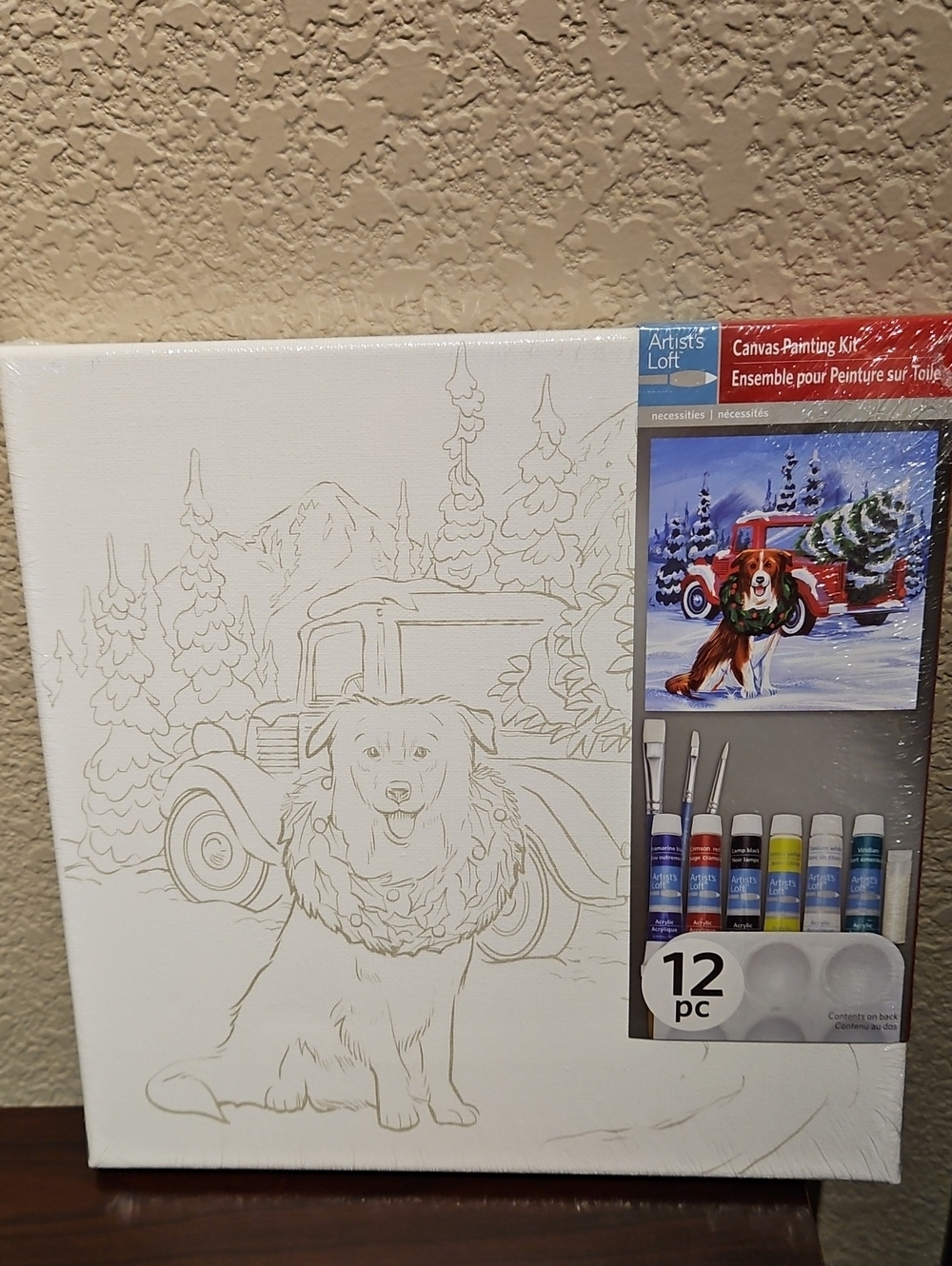 Christmas Canvas Painting Kit - Dog With Truck